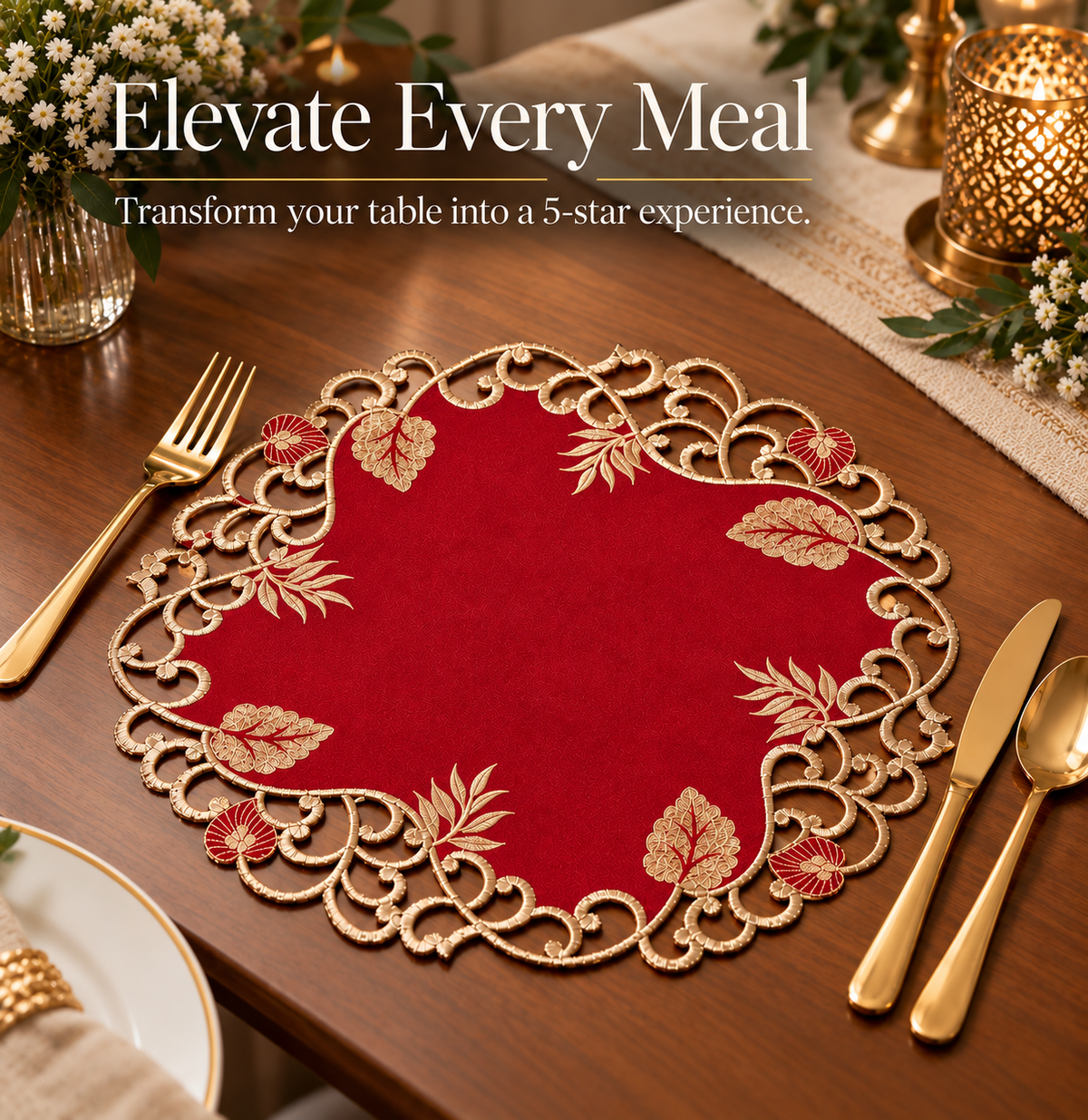 Burgundy Gold Doilies – Royal Garnet, 15 Inch