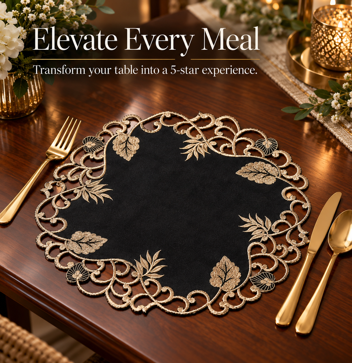 Black Gold Doilies – Midnight Gold, 15 Inch