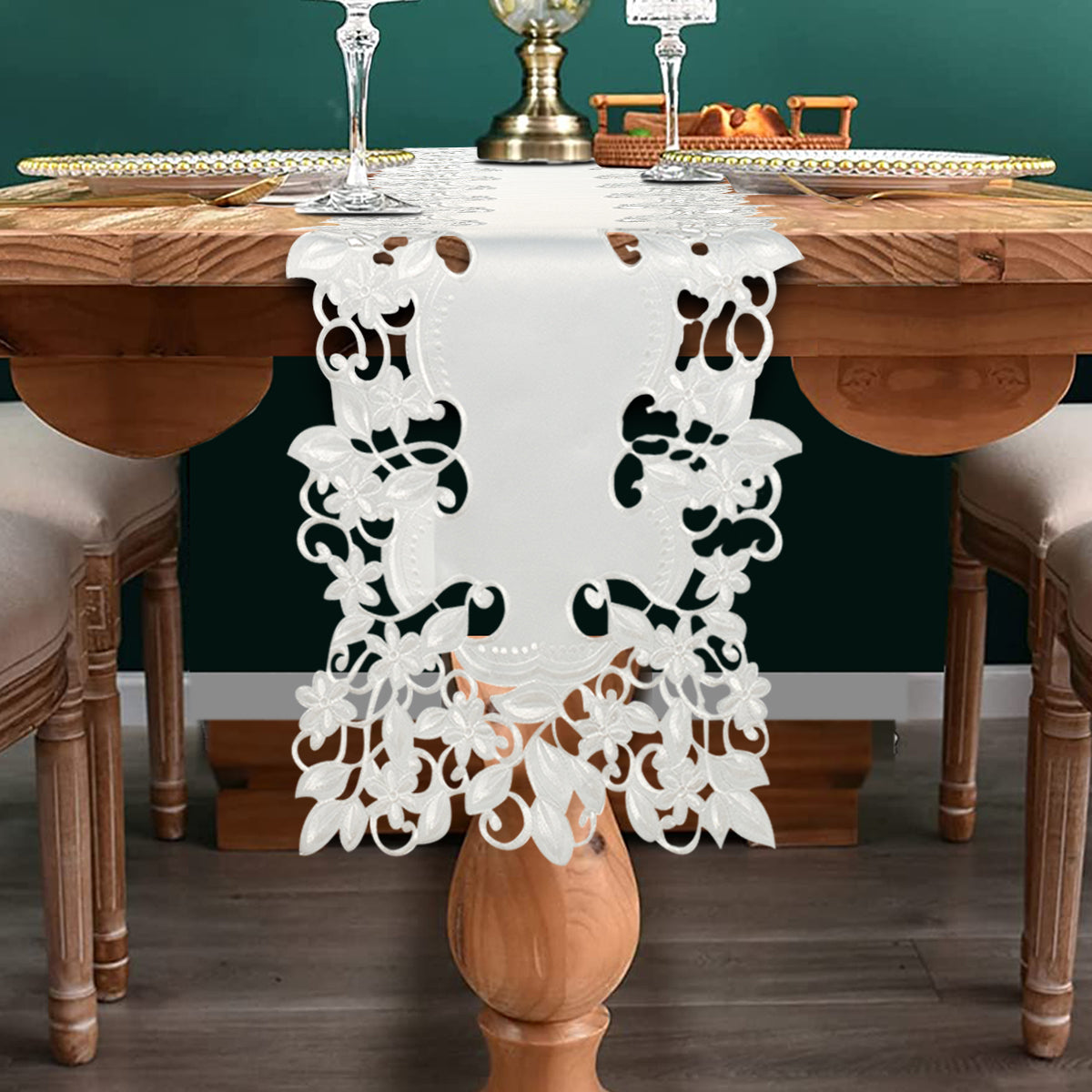 Table Runner with European Embroidery - The Darvin Collection