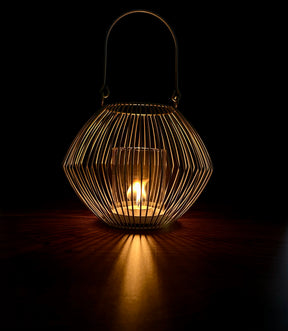 White and Gold Candle Holder Lantern