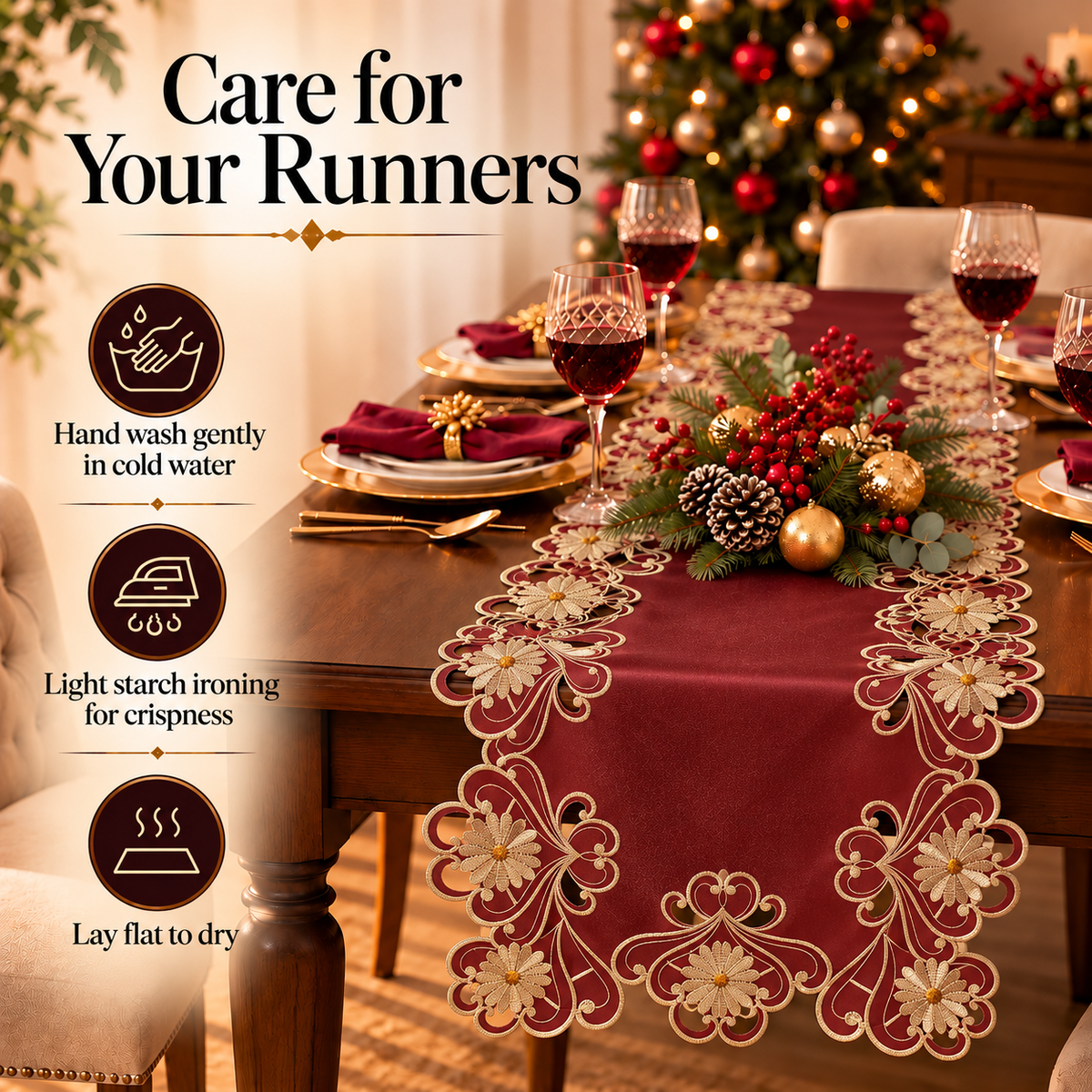Red Lace Table Runner – Imperial Red, 14x108 Inch