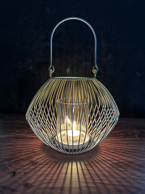 White and Gold Candle Holder Lantern