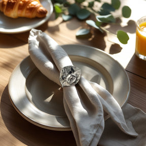 Napkin Rings in Silver Nickel Finish Ladybug Design - Set of 6
