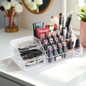 Clear Makeup Organizers - 19 Slots and 1 Drawer