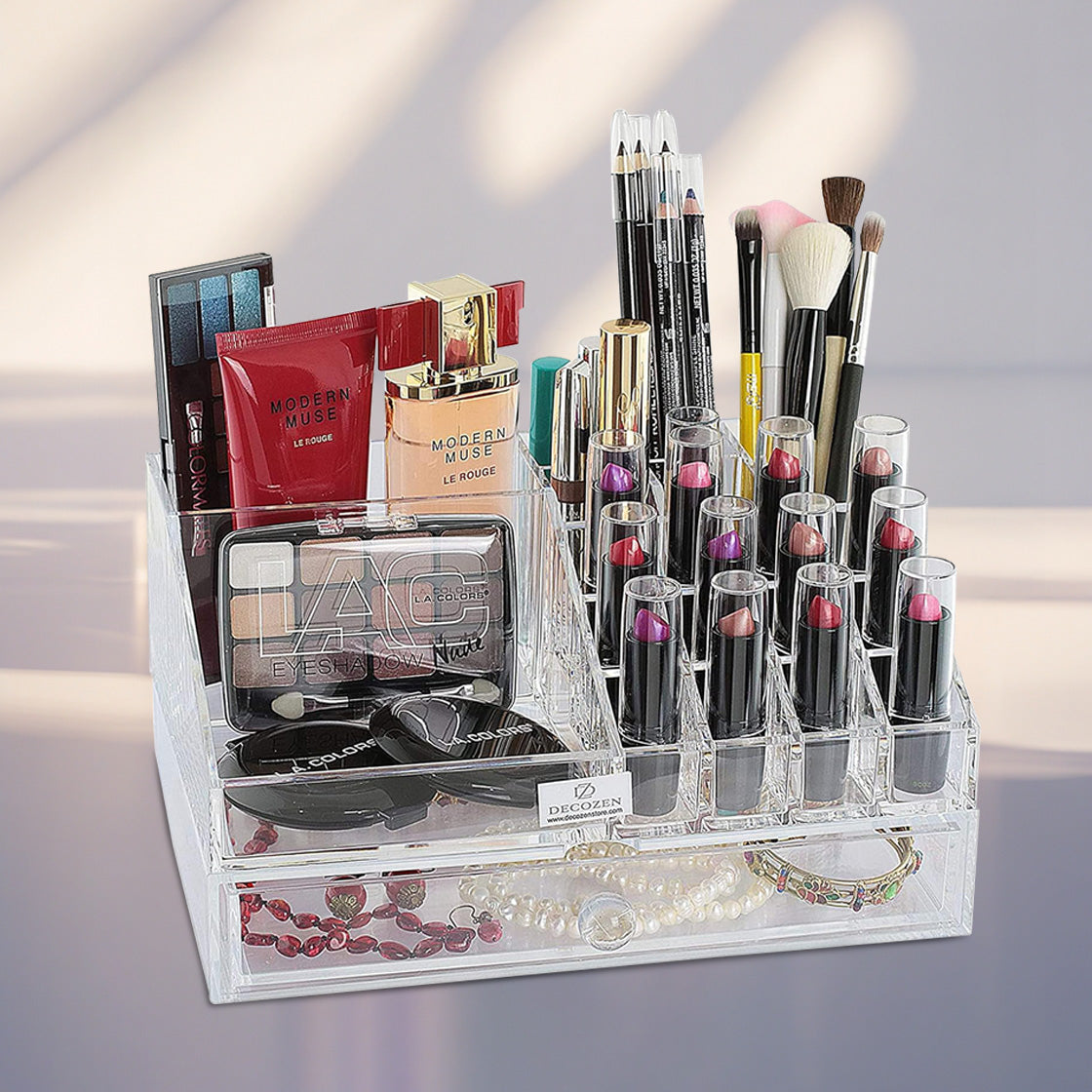 Clear Makeup Organizers - 19 Slots and 1 Drawer