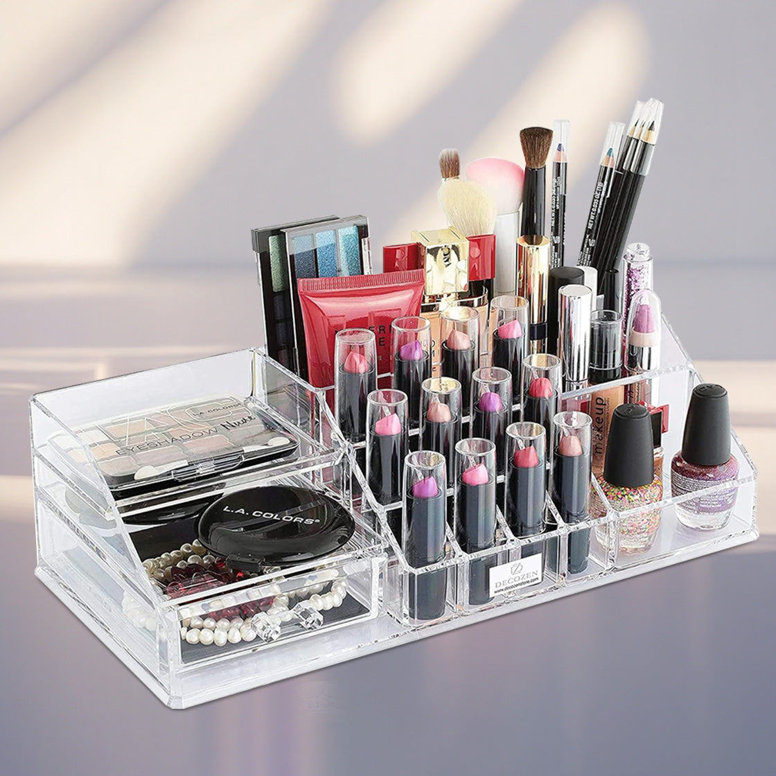 Clear Makeup Organizers - 19 Slots and 1 Drawer