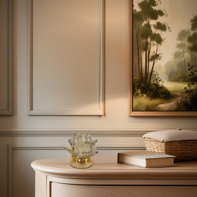 Floral Clear Glass Tea Light Candle Holder