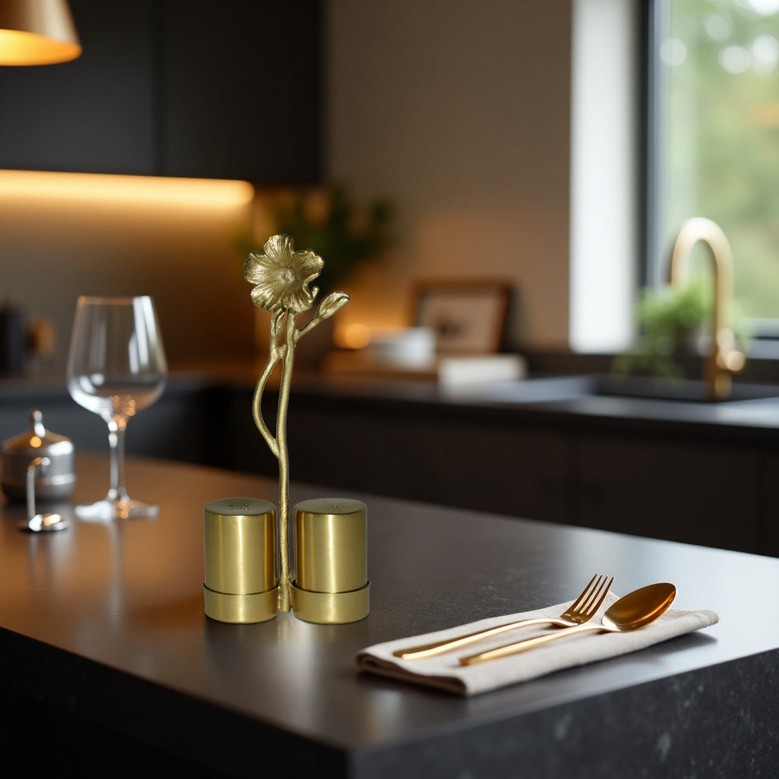 Salt Pepper with Rosemary Accents