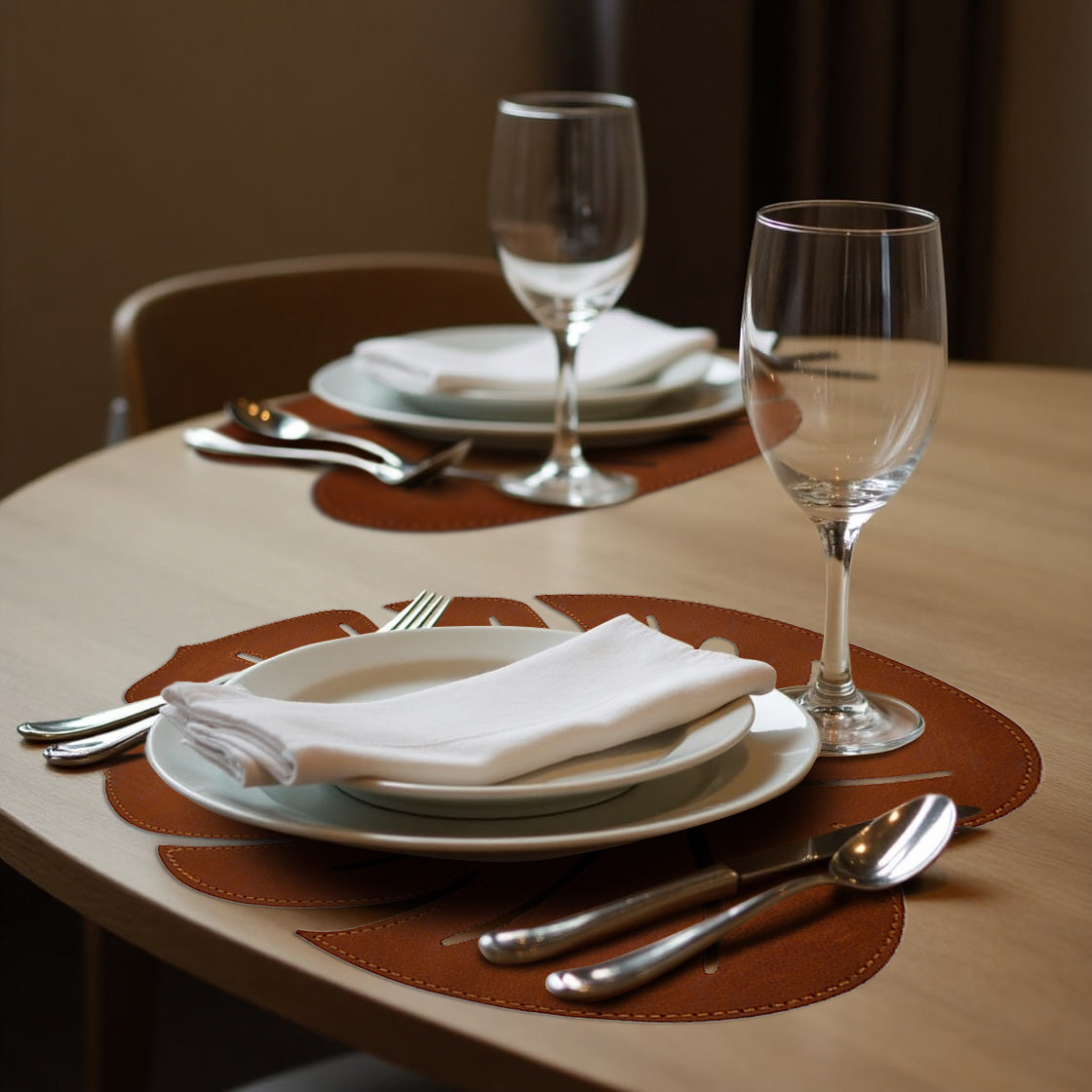 Monstera Leaf Cut Out Leather Placemats - Set of 6