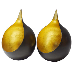Gold and Black Tea-Light Candle Holders - Set of 2
