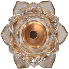 Floral Clear Glass Tea Light Candle Holder
