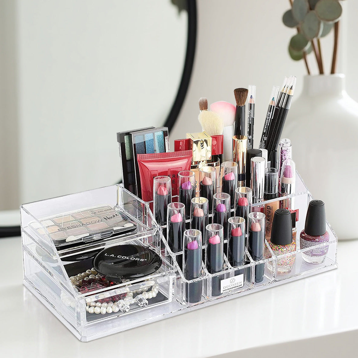 Clear Makeup Organizers - 19 Slots and 1 Drawer