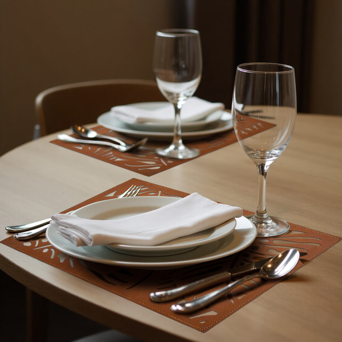 Monstera Leaf Cut Out Leather Placemats - Set of 6