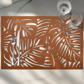 Monstera Leaf Cut Out Leather Placemats - Set of 6