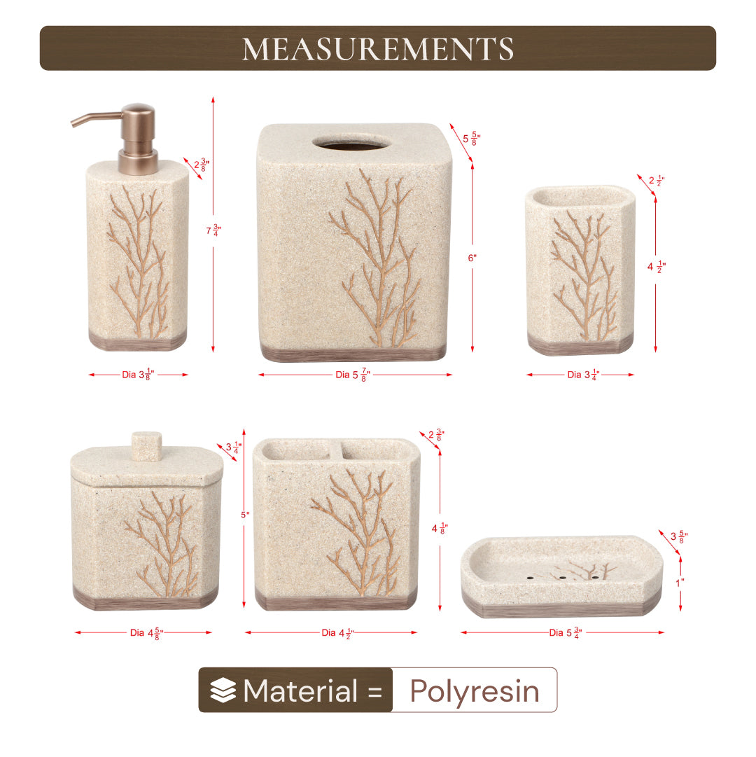 Decozen Bathroom Accessories Set – Soap Dispenser, Toothbrush Holder, Tumbler, Soap Dish, Cotton Swab Jar & Toilet Brush – Modern Bathroom Decor Set (Kent) 6 pcs