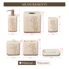 Decozen Bathroom Accessories Set – Soap Dispenser, Toothbrush Holder, Tumbler, Soap Dish, Cotton Swab Jar & Toilet Brush – Modern Bathroom Decor Set (Kent) 6 pcs