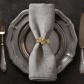 Napkin Rings in Gold Flower Design - Set of 6