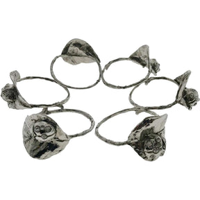 Napkin Rings in Silver Nickel Finish Ladybug Design - Set of 6