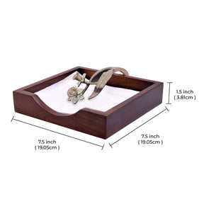 Solid Wood Napkin Holder with Rose Gold Finish Ornament