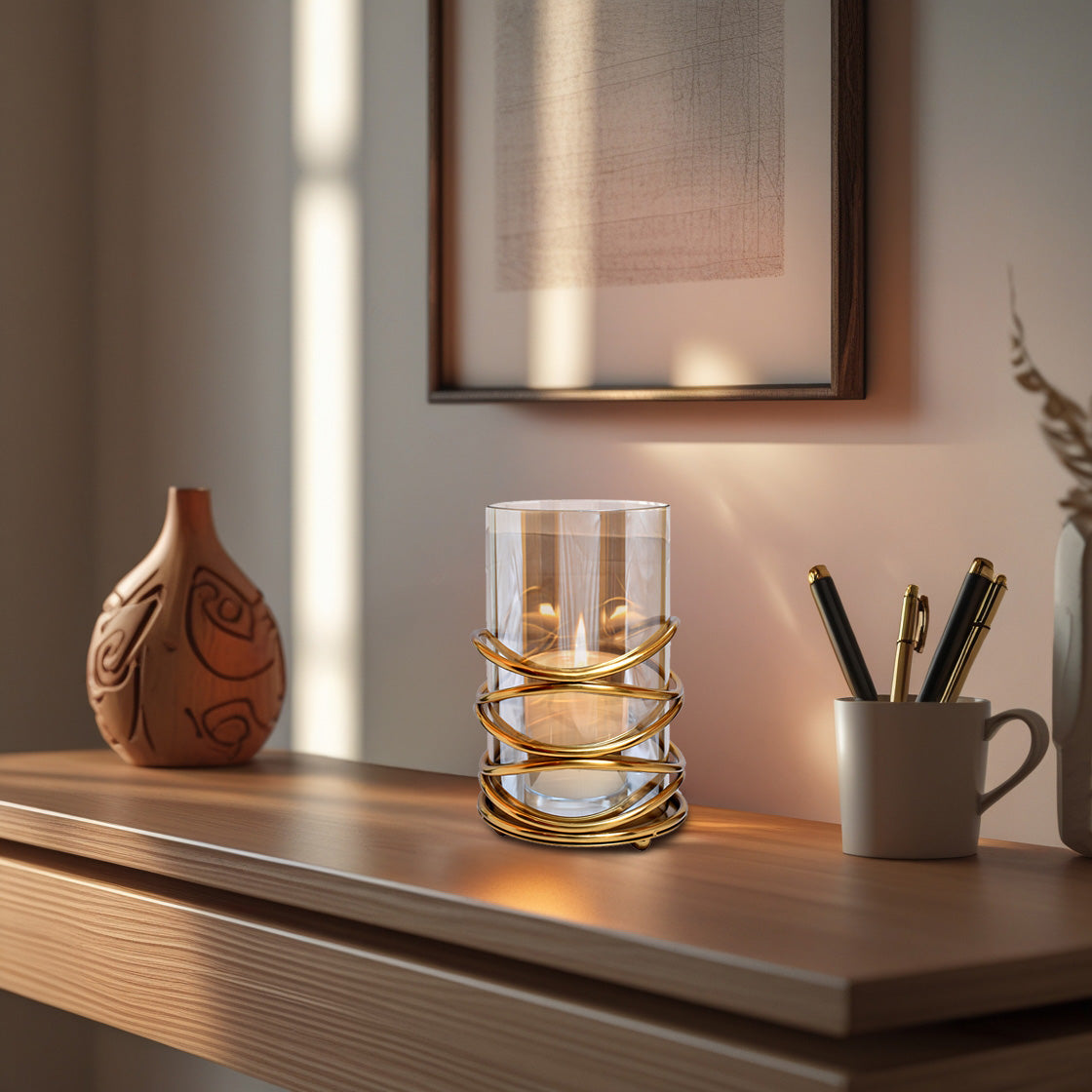 Swirl Design Candle Holder - Large