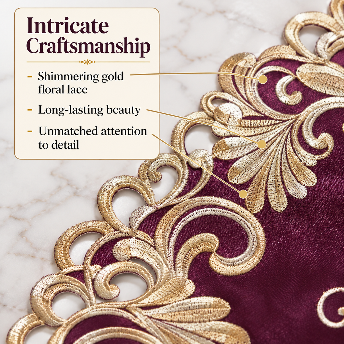 Lace Doilies – Premium Linen Fabric Doilies with Intricate Embroidery, 15 Inch Table Decor