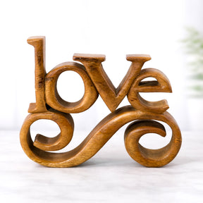 Hand-carved wooden sculpture from Forever Bloom, a handmade decorative wooden décor piece by LAY015 for home art display.