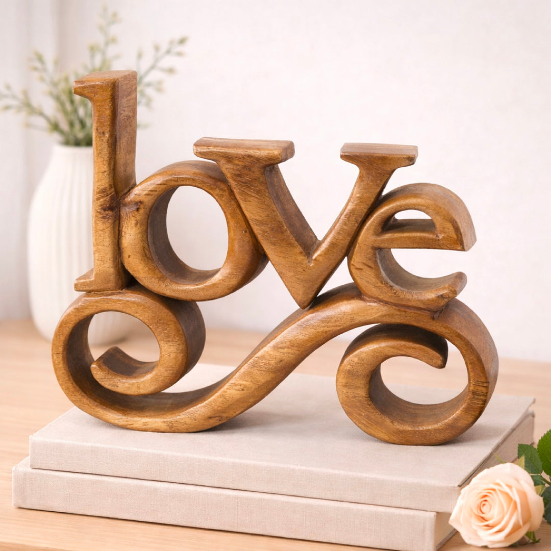 Hand-carved wooden sculpture from Forever Bloom, a handmade decorative wooden décor piece by LAY015, showcasing intricate craftsmanship.