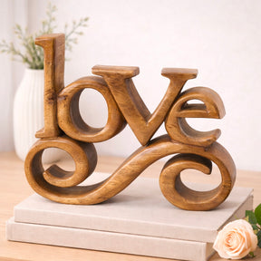 Hand-carved wooden sculpture from Forever Bloom, a handmade decorative wooden décor piece by LAY015, showcasing intricate craftsmanship.