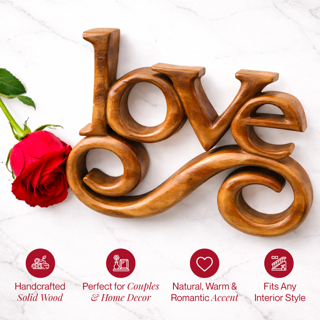 Hand-carved wooden sculpture from Forever Bloom, decorative wooden décor art by LAY015, showcasing intricate craftsmanship.