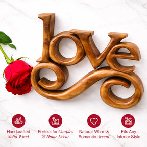 Hand-carved wooden sculpture from Forever Bloom, decorative wooden décor art by LAY015, showcasing intricate craftsmanship.