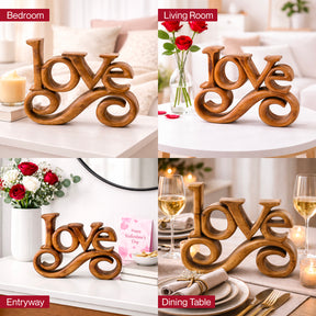 Hand-carved wooden sculpture from Forever Bloom, decorative wooden décor by LAY015, showcasing intricate craftsmanship.