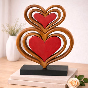 Twin Souls – Handmade Wooden Hearts Sculpture, Symbol of Love