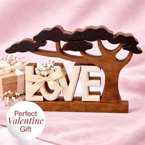 Hand-carved wooden sculpture from Elmija Enduring Love collection, decorative wooden décor piece by LAY020 for home art.