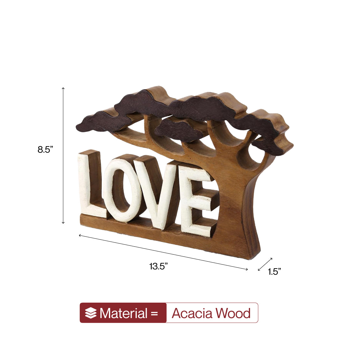 Hand-carved wooden sculpture from Elmija Enduring Love collection, decorative wooden décor piece for home art by LAY020.