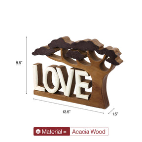 Hand-carved wooden sculpture from Elmija Enduring Love collection, decorative wooden décor piece for home art by LAY020.