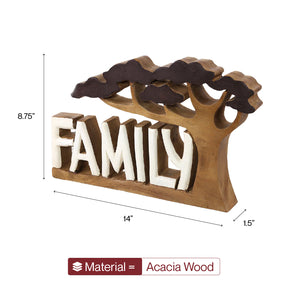 Forever Family – Hand Carved Wooden Sculpture, Handmade Decorative Home Art, Gift for Mom