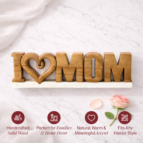 Forever Mom – Hand-Carved Wooden Sculpture, Handmade Mother’s Day Gift Art