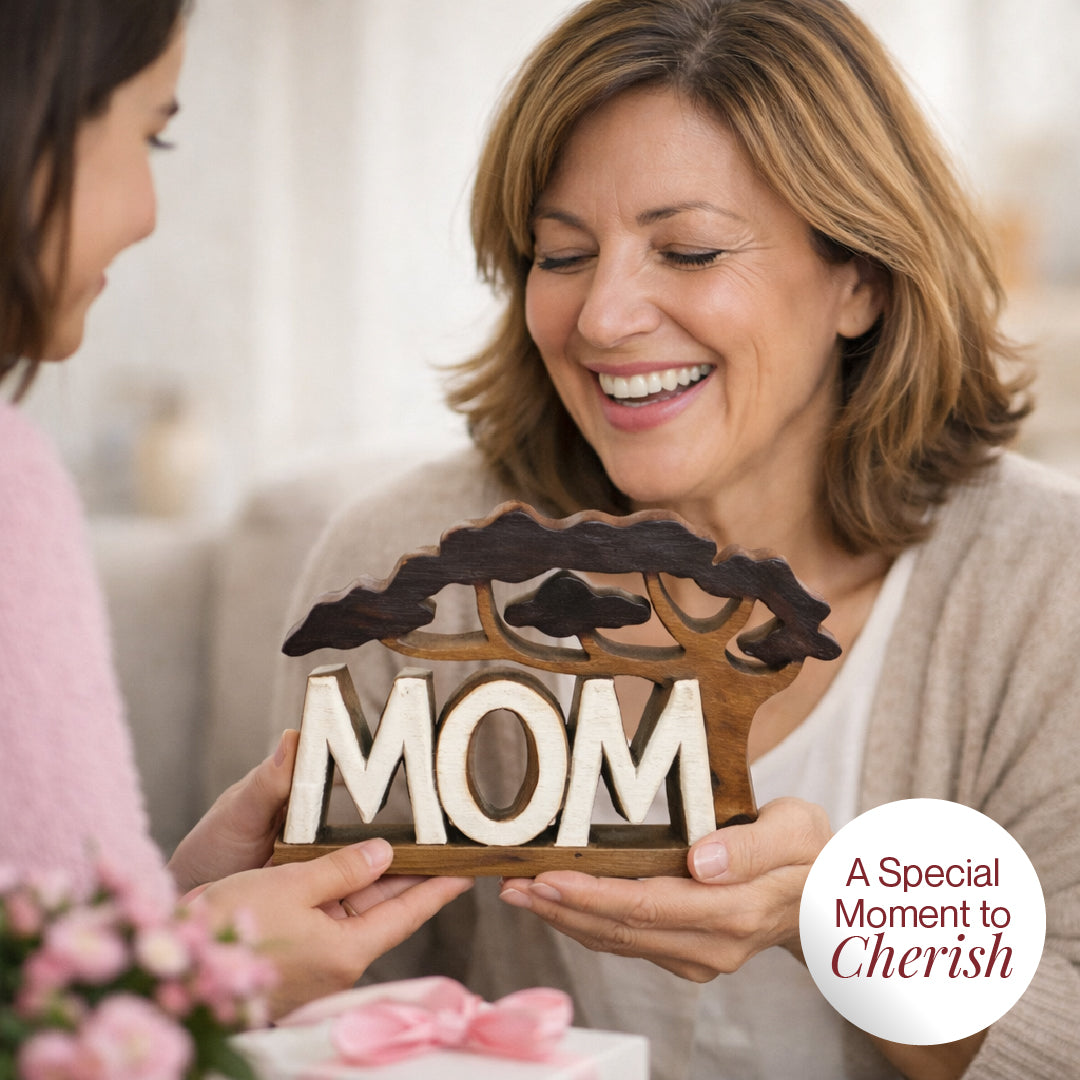 Graceful Mom – Handmade Wooden Sculpture, Heartfelt Decorative Mother’s Gift