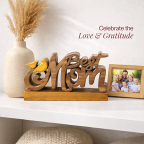 Eternal Love Mom – Handmade Wooden Sculpture, Artistic Mother’s Day Home Decor