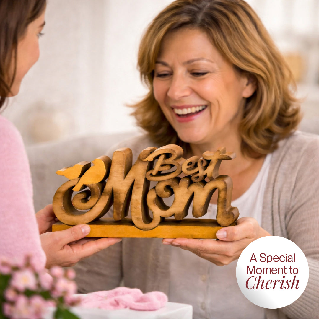 Eternal Love Mom – Handmade Wooden Sculpture, Artistic Mother’s Day Home Decor