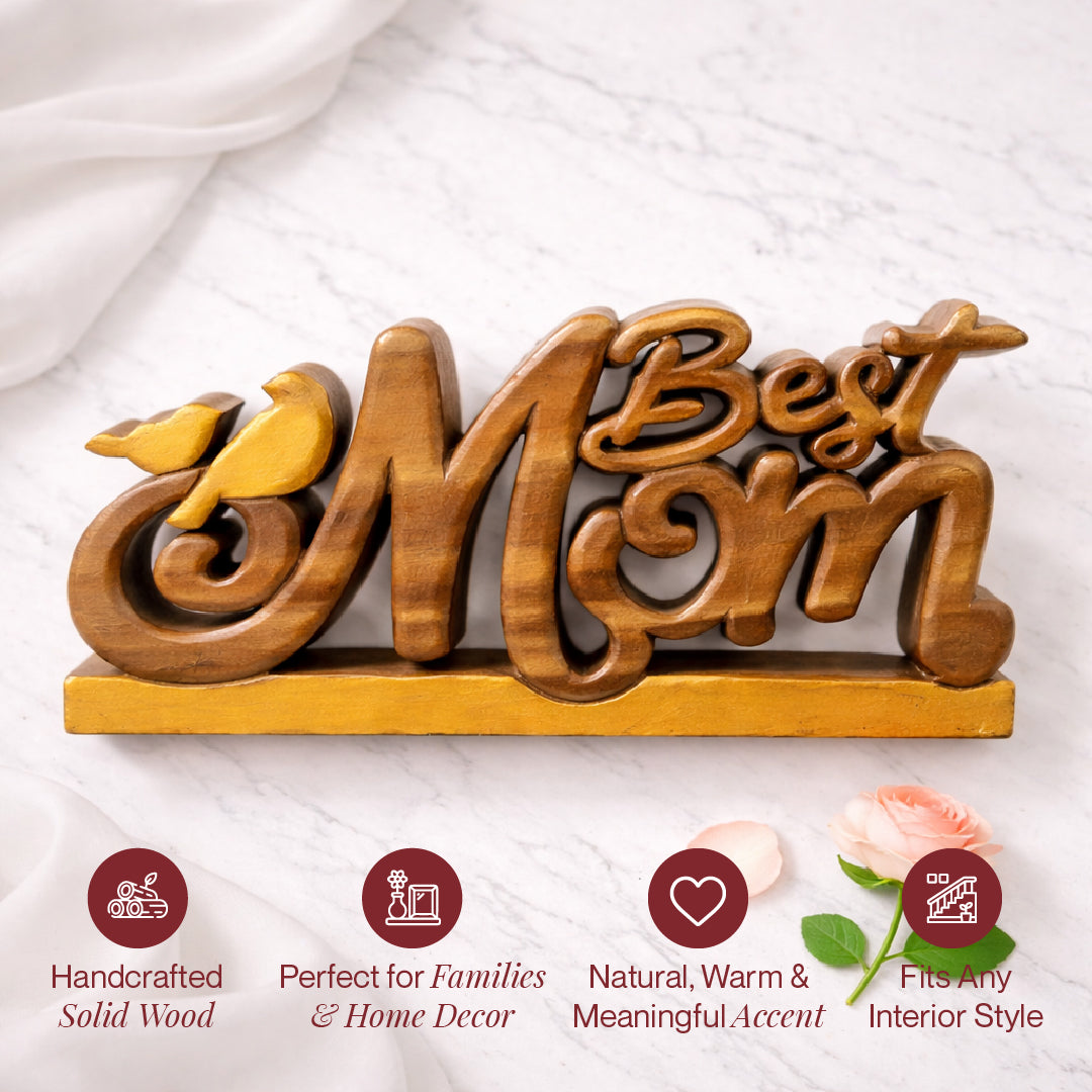 Eternal Love Mom – Handmade Wooden Sculpture, Artistic Mother’s Day Home Decor