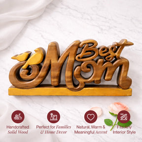 Eternal Love Mom – Handmade Wooden Sculpture, Artistic Mother’s Day Home Decor