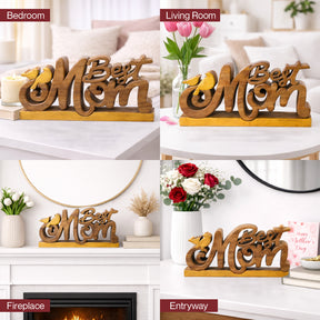 Eternal Love Mom – Handmade Wooden Sculpture, Artistic Mother’s Day Home Decor