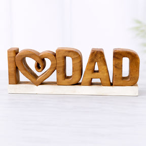 Emmeric Love Dad – Handmade Wooden Sculpture, Decorative Father’s Day Gift