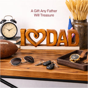 Emmeric Love Dad – Handmade Wooden Sculpture, Decorative Father’s Day Gift