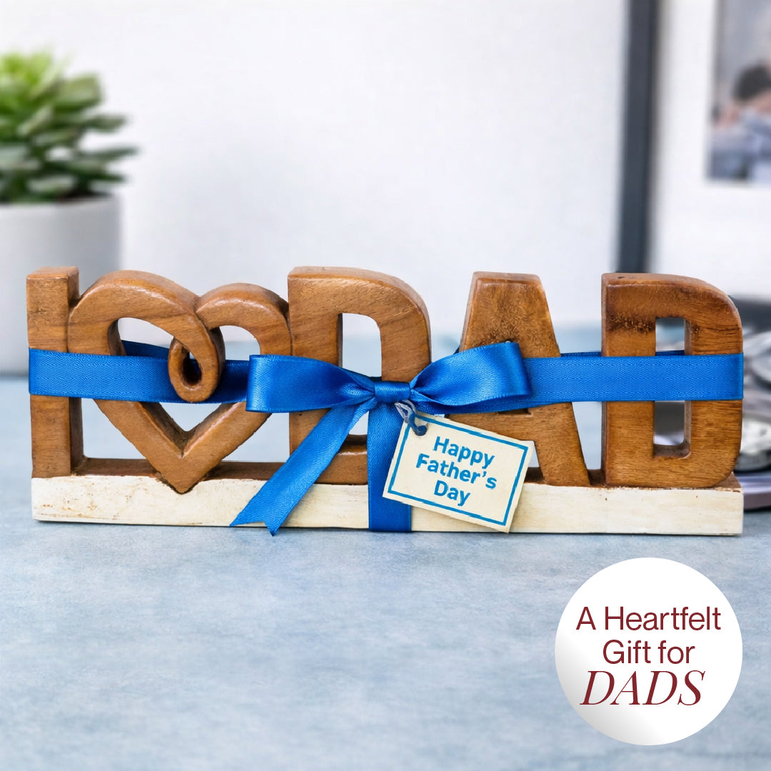Emmeric Love Dad – Handmade Wooden Sculpture, Decorative Father’s Day Gift