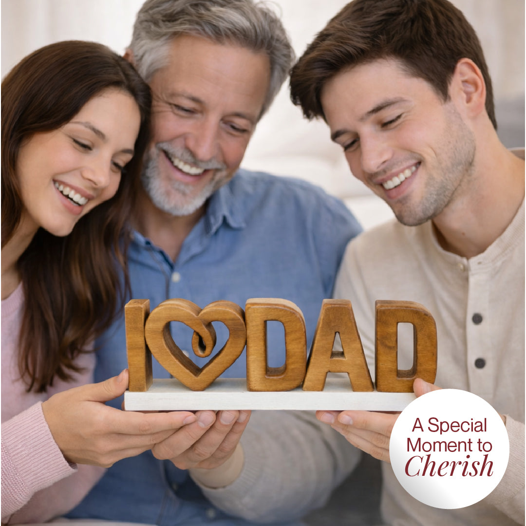 Emmeric Love Dad – Handmade Wooden Sculpture, Decorative Father’s Day Gift