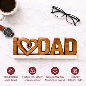 Emmeric Love Dad – Handmade Wooden Sculpture, Decorative Father’s Day Gift