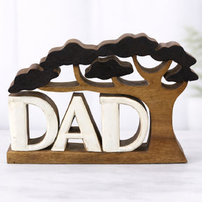Proud Dad – Hand Carved Wooden Sculpture, Artistic Father’s Day Home Decor