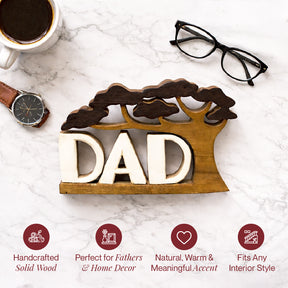 Proud Dad – Hand Carved Wooden Sculpture, Artistic Father’s Day Home Decor